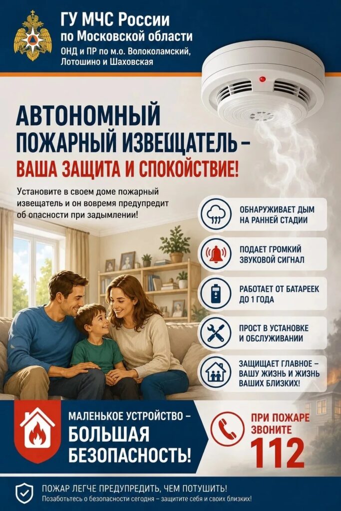 Дымовой извещатель поможет спасти жизнь. Волоколамцам напомнили о мерах пожарной безопасности Дымовой извещатель поможет спасти жизнь. Волоколамцам напомнили о мерах пожарной безопасности